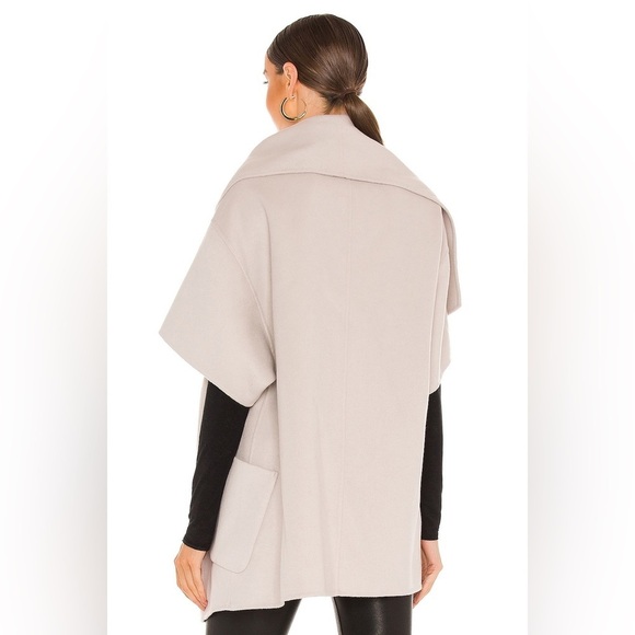 Lamarque Penelope Double Face Wool Gray 3/4 Sleeve Open Drape Front Coat EUC M/L - Picture 3 of 12